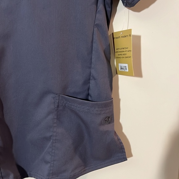 Ultrasoft Stretch Drop Neck 2 Pocket Scrub Top Style # 8200 NWT Dark Grey - Picture 4 of 9